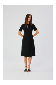S361 Платье-футляр со складками по бокам - черный