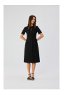 S361 Svītera kleita ar plisēm sānos - melna