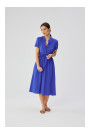 S366 Платье из вискозы с завязанной талией - синий