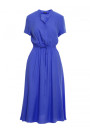 S366 Платье из вискозы с завязанной талией - синий
