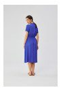 S366 Платье из вискозы с завязанной талией - синий