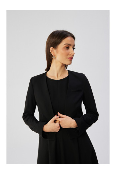 S368 Обрезанный блейзер с открытым передом - черный