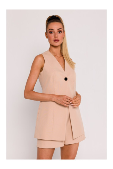 M776 Блейзер без рукавов на одной пуговице - бежевый