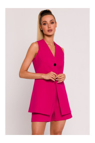 M776 Блейзер без рукавов на одной пуговице - фуксия