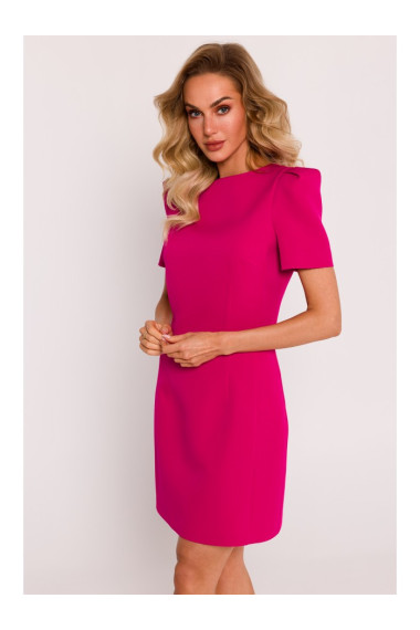 Мини-платье M777 с мягкими плечами - фуксия
