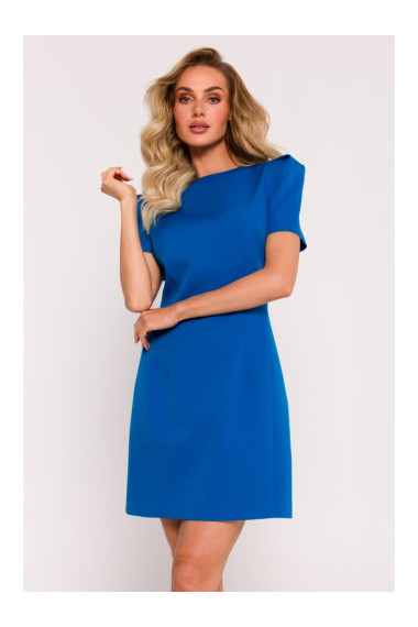 Мини-платье M777 с мягкими плечами - синий