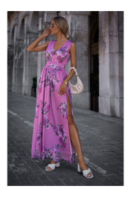 M781 Шифоновое платье макси с разрезом на ноге - модель 3
