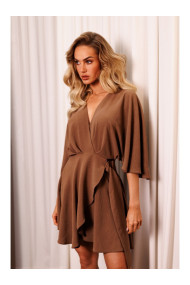 M785 Расклешенное мини-платье - шоколад