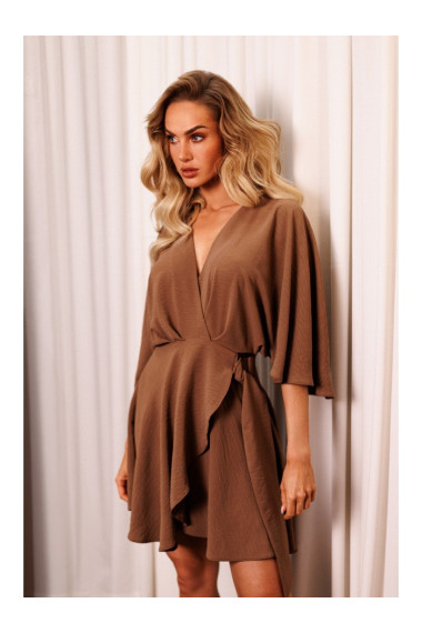 M785 Plankumaina mini kleita - šokolādes krāsā