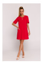 M788 Платье-трапеция с карманами спереди - красный