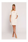 M788 Платье-трапеция с карманами спереди - кремовый