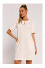 M788 Платье-трапеция с карманами спереди - кремовый
