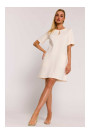 M788 Платье-трапеция с карманами спереди - кремовый