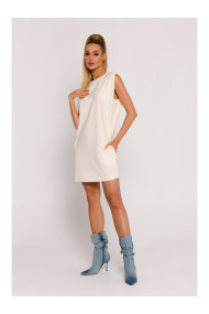 M789 Мини-платье с накладками на плечах - кремовый