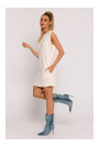 M789 Мини-платье с накладками на плечах - кремовый