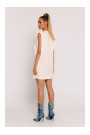 M789 Мини-платье с накладками на плечах - кремовый