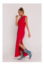 M790 Платье макси с накладками на плечах - красный