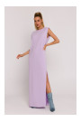 M790 Платье-макси с накладками на плечах - фиолетовый