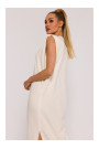 M790 Платье-макси с накладками на плечах - кремовый