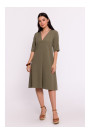 B280 Kleita ar V veida izgriezumu un trapecēm - olīvu zaļa