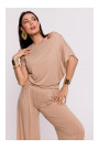 B287 Топ из вискозы с вырезом на плечах - капучино