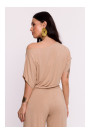 B287 Топ из вискозы с вырезом на плечах - капучино
