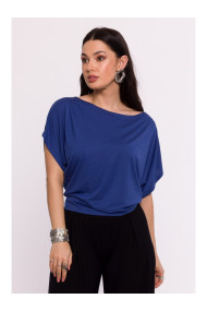 B287 Tops no viskozes ar izgriezumu bez plecu izgriezuma - zils