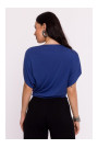 B287 Топ из вискозы с вырезом на плечах - синий