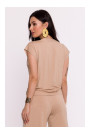 B288 Viskozes apmetuma krekliņš ar V veida kakla izgriezumu - cappuccino