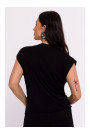 B288 Viskozes apmetuma krekliņš ar V veida kakla izgriezumu - melns