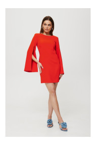 K190 Мини-платье с разрезными рукавами - красный