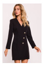 M793 Платье-блейзер с золотой пуговицей - черный