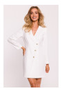 M793 Платье-блейзер с золотой пуговицей - экрю