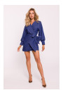 M802 Мини-платье с завязками - синий