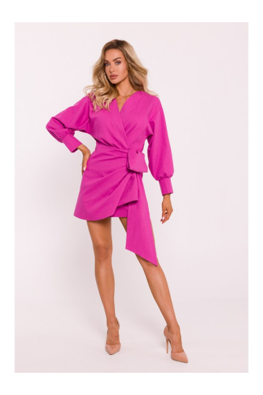 M802 Мини-платье с завязками - розовый