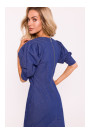 M803 Платье с пышными рукавами - синий
