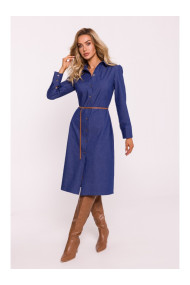 M804 Платье-рубашка с поясом - синий