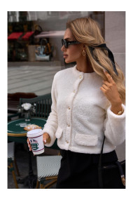 M807 Обрезанный плюшевый блейзер - экрю