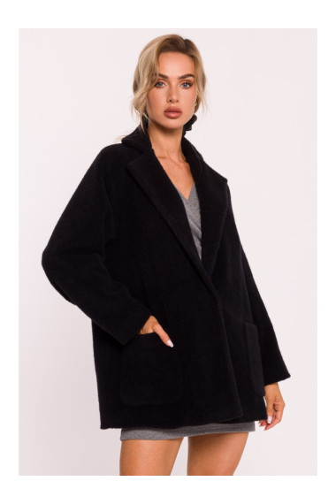 M808 Обрезанный плюшевый блейзер - черный