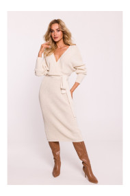 M810 Платье-свитер с V-образным вырезом - слоновая кость