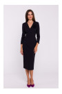 S372 Цветочное платье-карандаш - черный