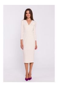 S372 Ziedu zīmuļa kleita - ziloņkaula krāsas