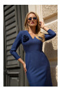 S372 Цветочное платье-карандаш - синий
