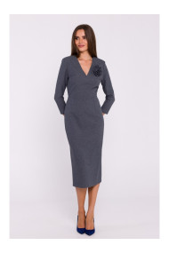 S372 Ziedu zīmuļa kleita - pelēka