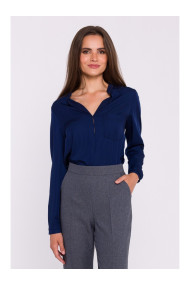 S375 Blūze ar garām piedurknēm - tumši zila