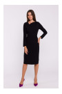 S376 Svītraina kleita ar asimetrisku izgriezumu - melna