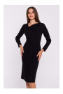 S376 Платье-карандаш с асимметричным вырезом - черный