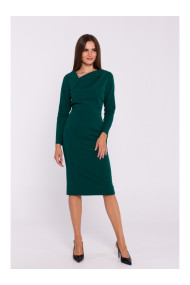 S376 Asimetriska zīmuļa kleita ar izgriezumu - zaļa