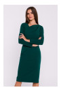 S376 Asimetriska zīmuļa kleita ar izgriezumu - zaļa