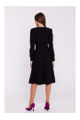 S378 Расклешенное платье с поясом - черный